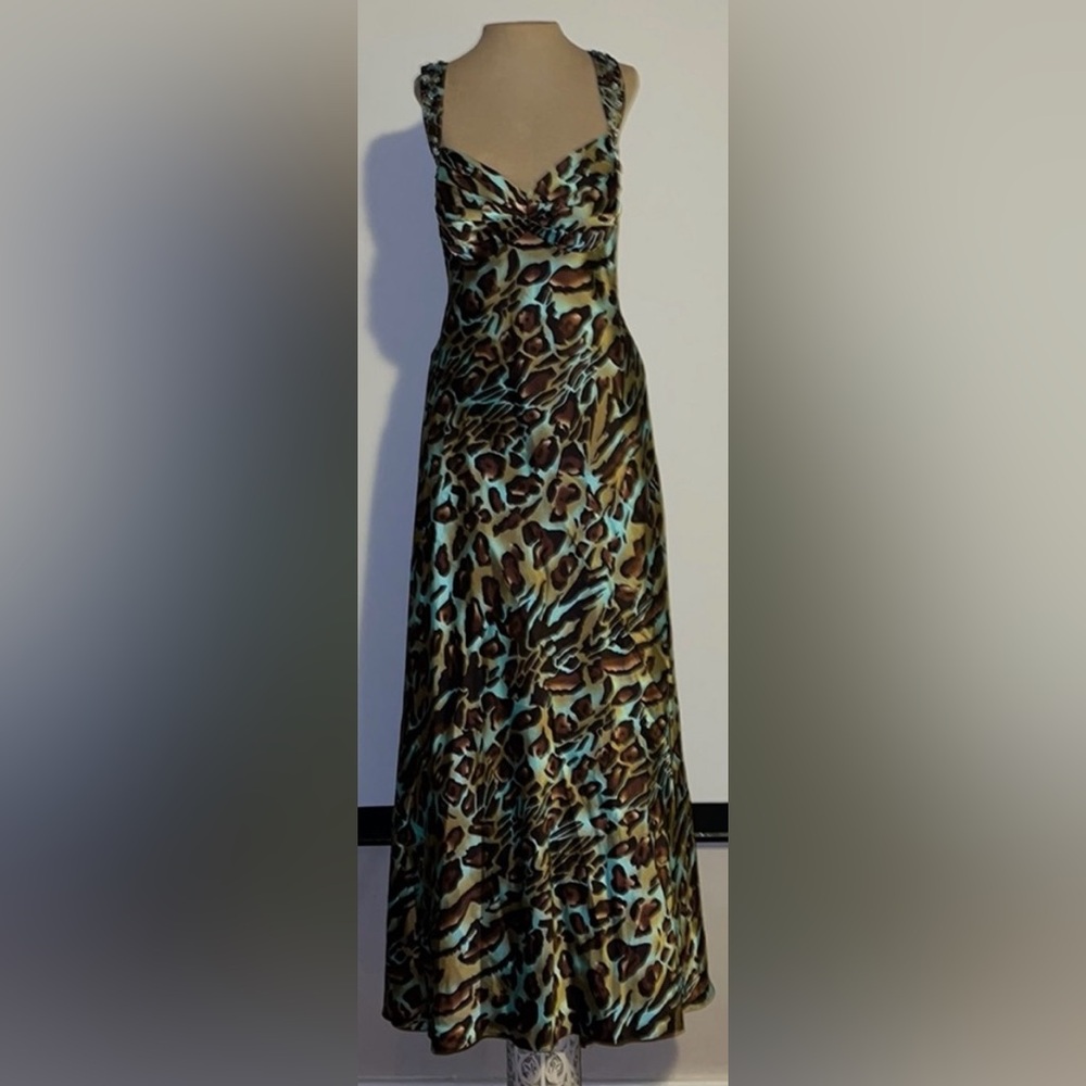 Blondie Nites Leopard Beaded Satin Prom Dress - 13 - Multicolored - Used